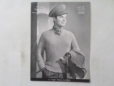 1940's Vintage Knitting Pattern Man's Service Pull-over Patons Baldwins 2758