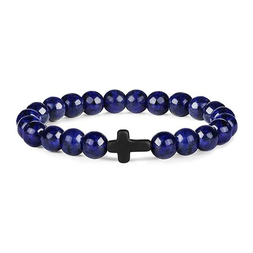 Natural stone cross bead - stone,