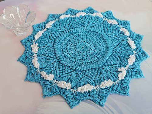 Round blue textured - round, crochet