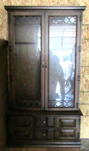 Vintage wood gun cabinet - vintage,