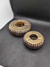 Vintage Art Deco 2 X Ashtray Metal Lightweight One Large One Small