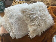 Faux Fur Long Pile Mongolian Cushion Set White Large Throw
