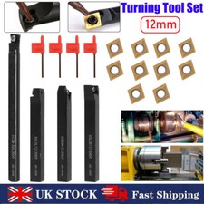 4Set 12mm Shank Lathe Turning Tools + Indexable Carbide Insert Blades with Box