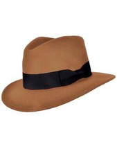 Classic Mens Fedora Hat | Authentic 1940s Look Camel Brown Pure Wool Fedora Hat