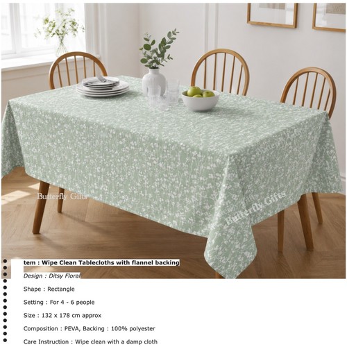 Wipe clean pvc tablecloth - wipe,