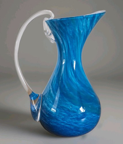 Blue alum bay art glass - glass, jug