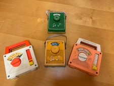 Vintage Fisher Price Wind Up Music Boxes Pocket Radio (3 Working / 1 Broke) 