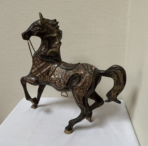 Vintage brass prancing horse - prancing,