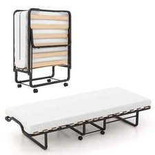 COSTWAY Folding Bed with Mattress Roll Away Guest Bed Adult
