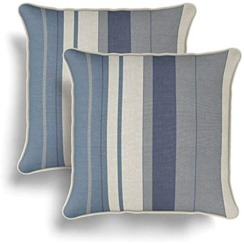 Blue grey striped cushions 2 - grey,
