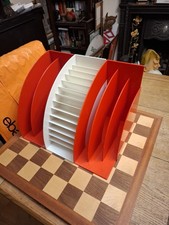 2 Vintage 1970s Red Crayonne Record Rack 1 Cassette Rack Terence Conrad Habitat