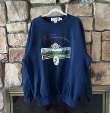 VTG 90s Golf Links Sweatshirt The Greenbrier Navy Blue Embroidered Crew Size XL