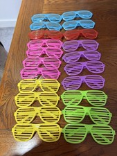 21 Mixed Retro Neon Shutter Party Novelty SunGlasses Unisex New - Party Supplies