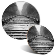 Mouse Mat & Coaster Set - BW - Train Railway Track Trains  #41578
