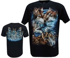 Wolf Pack T-Shirt Wolves Howling to the Spirits Stars Night Sky Forest by Wild