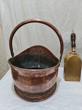 COPPER  Coal Scuttle -  F16093 MADE BY HS LTD IN UK   1962 On Base+ BRASS SHOVEL