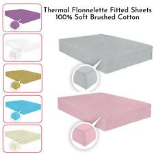 Flannel Thermal Fitted Sheets 100% Brushed Cotton Deep Bed Sheets Elastic Corner
