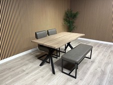 NEXT Sample - RIGA Industrial Dining Table + Bench + 2 x Chairs - RRP £1,899