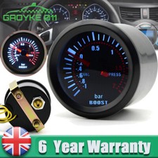 2'' 52mm Car LED Pointer Turbo Boost Vacuum Pressure Gauge Meter Lens Bar 12V