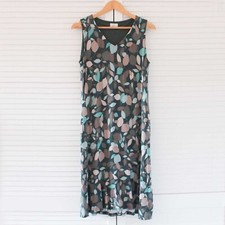 Eastex Dress Size 10 Green Leaf Print Sleeveless V-Neck Jersey