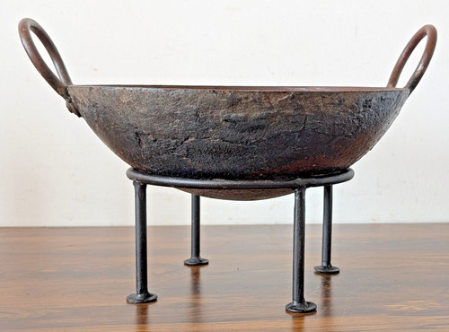 Vintage indian kadai fire pit - indian,