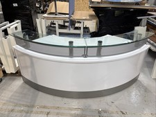 Reception Desk Curved Refurbish In White with ReisedGlass Top Used