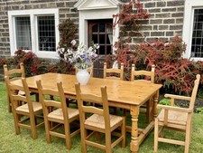 Superb Solid Pine 10 Seat Priory Style Long Kitchen/Dining Table & 9 Seats VGC