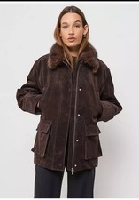 Mango Velvet Finish Parka With