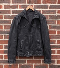 Allsaints LARK Leather Bomber Jacket MEDIUM Black Mens Biker All Saints Moto