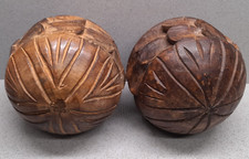 WOOD SOLID CARVED BALLS -Orb/Ball Sculpture 6 " LARGE ROUND - Decorative