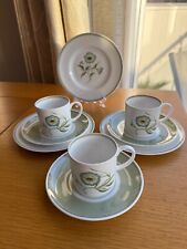 Set 3 Susie Cooper Coffee Cup Trios Katina Pattern 1960s