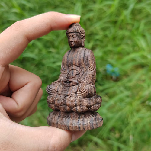 Wooden lotus sitting buddha - lotus,