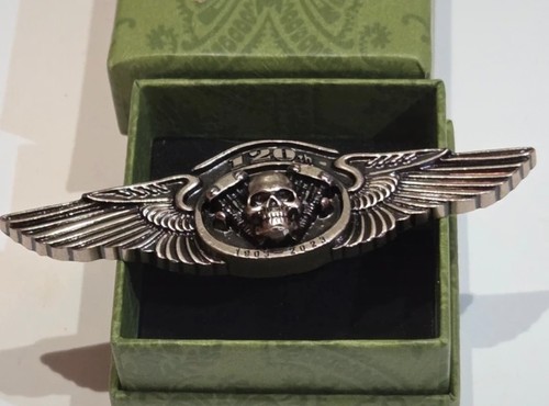 Winged skull biker pin - skull,