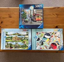 3 x 500 piece Ravensburger puzzle bundle lot - landscape birds San Fran COMPLETE