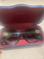 Black Round Genuine Gucci Classic Sunglasses With Case
