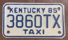 Kentucky 1985 TAXI License