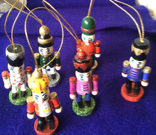 6 x Nutcracker Dolls Soldiers Wooden Christmas Tree Ornaments