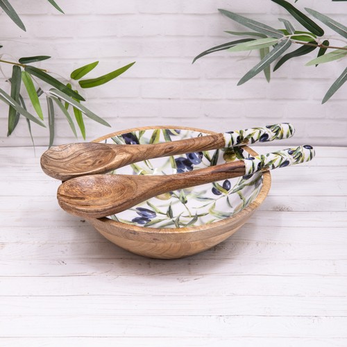 Wood enamelled olive salad - wood,