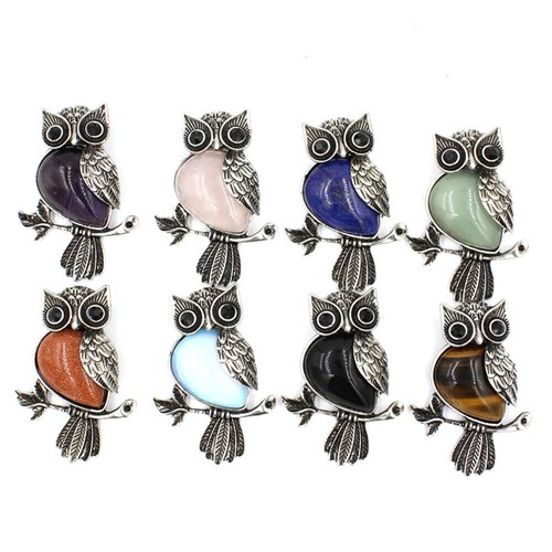 Natural beads crystal owl - crystal,