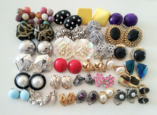 Vintage Clip-On Earrings 30 pairs 1960s 1970s 1980s 1990s all Good to Wear