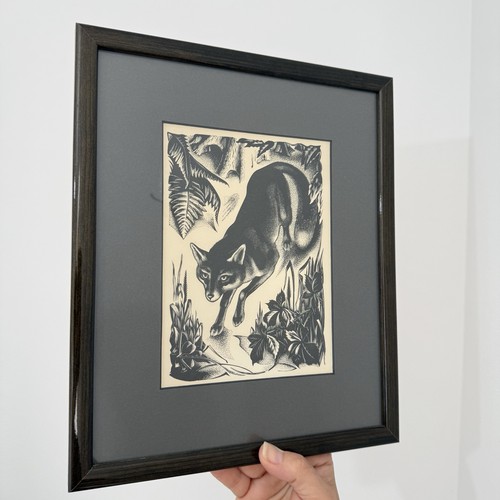 Fox framed lithograph print - fox,