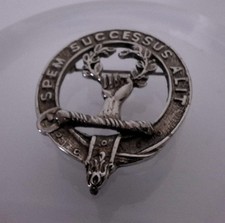 Vintage Ross Clan Crest Silver Tone Cap Badge Brooch