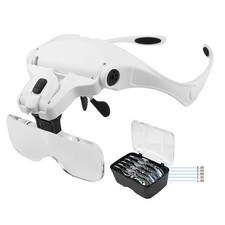 LED Magnifying Glass Headband Lamp Visor Loupe Jeweler Light Lens Magnifier