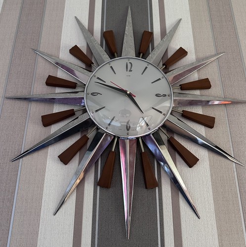 Metamec sunburst clock silver - metamec,