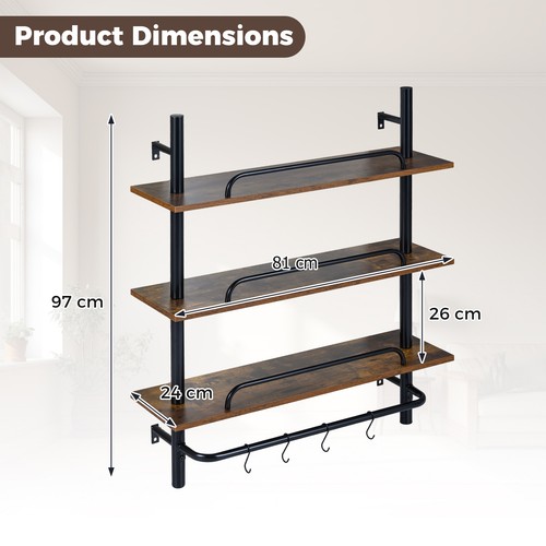 Tier floating wall shelf - 3-tier,