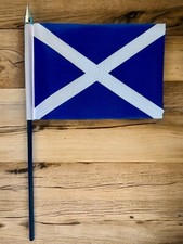 SCOTLAND ST ANDREW HAND WAVING FLAG Small 6" x 4" with black pole SCOTTISH