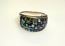 Sterling Silver 925 Ring Jewellery Abalone Paua Shell 7.35g Size Q1/2