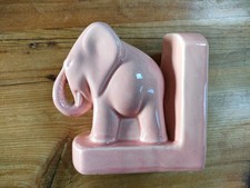 Vintage mid 1900s Pink Ceramic Elephant Doorstop 4.5" x 4.5" x 2" unmarked VG