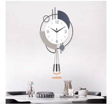 Decorative Gold Wall Clock with White & Black Large Pendulum 42 x 77 cm /05