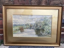 The Avon W Sedgwick 1918 Lake Watercolour In Gold Gilt Frame 